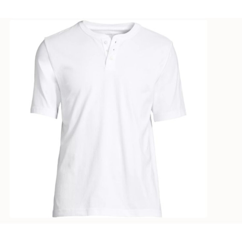 lands end shirt men's 4x 4xl white cotton knit casual henley top new $37.95